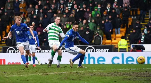 Callum McGregor could not beat Zander Clark with his side-foot shot