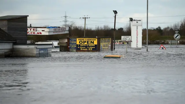 A submerged car