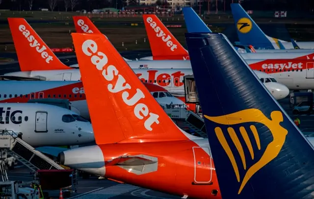 Aircraft operated by Ryanair and Easyjet at Tegel airport in Berlin