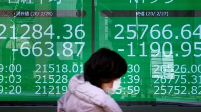 Share prices displayed in Tokyo