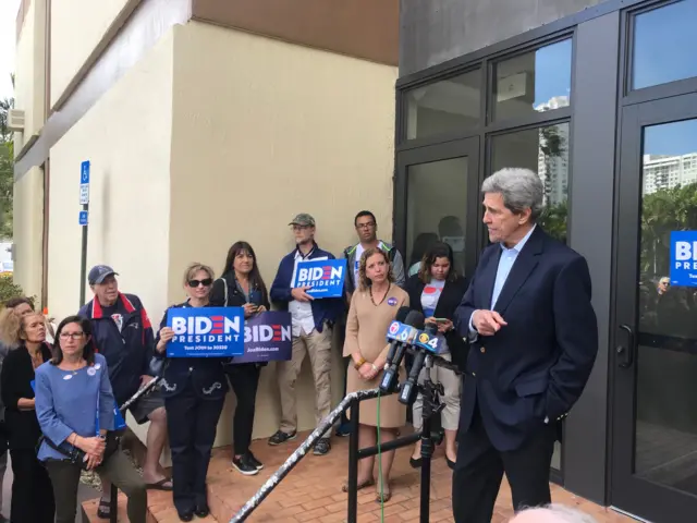 Former Secretary of State John Kerry opens a new Biden office in Florida