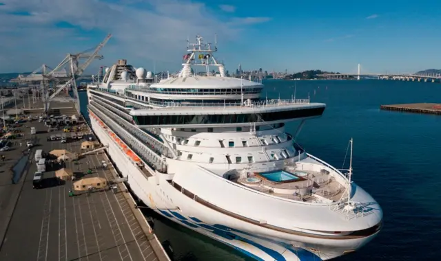 Grand Princess cruise ship at the Port of Oakland in Oakland, California