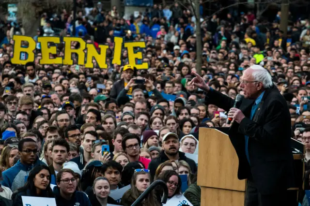 Bernie Sanders rally at the University of Michigan