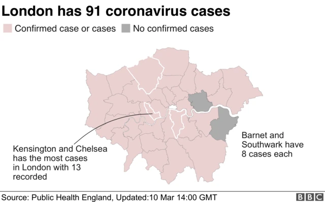 Map of London coronavirus cases