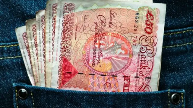 £50 notes in pocket