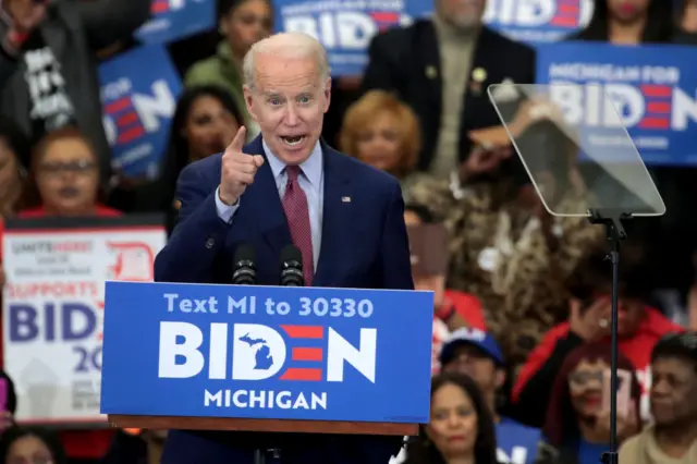 Joe Biden at a rally in Michigan