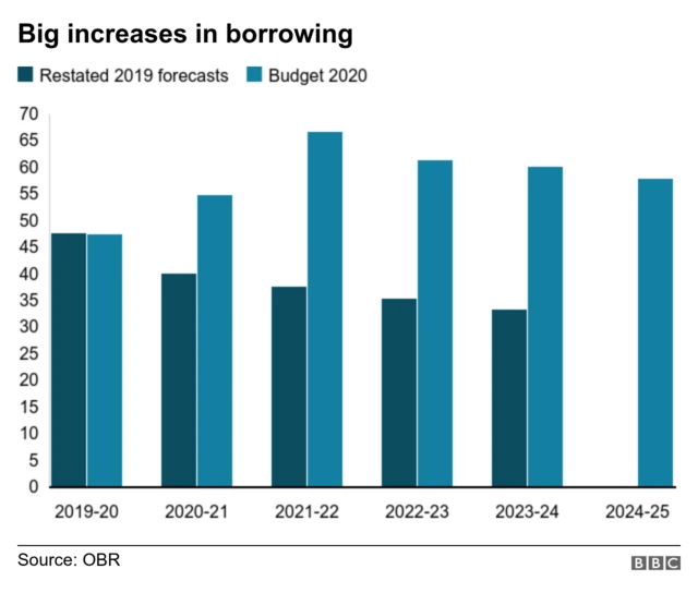 Chart showing borrowing forecasts