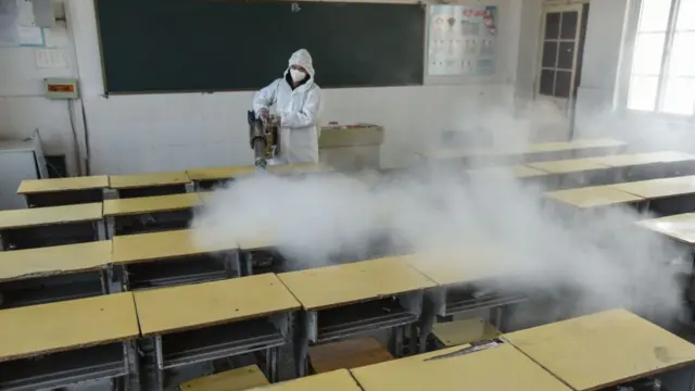 Cleaning classroom in China