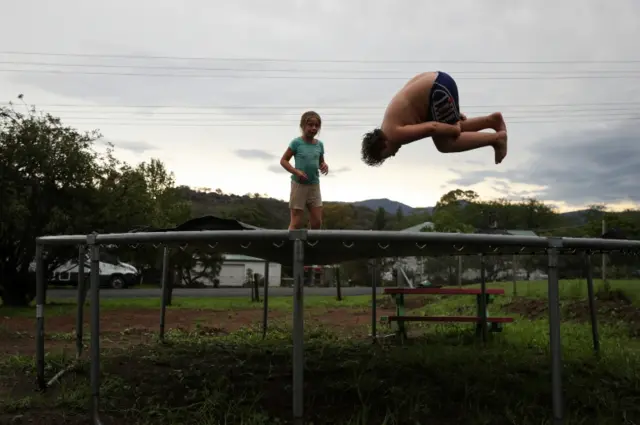 Children on trampoline