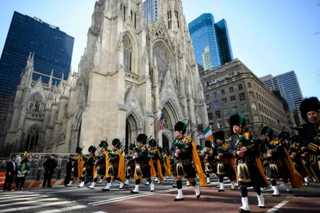 Last year's parade passing St Patrick's cathedral, Manhattan