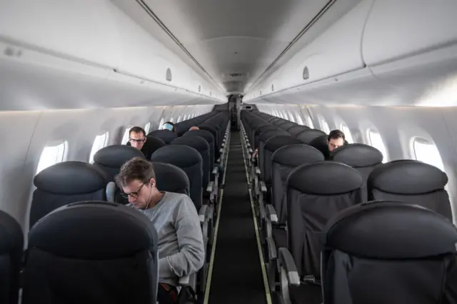 An almost empty British Airways passenger plane