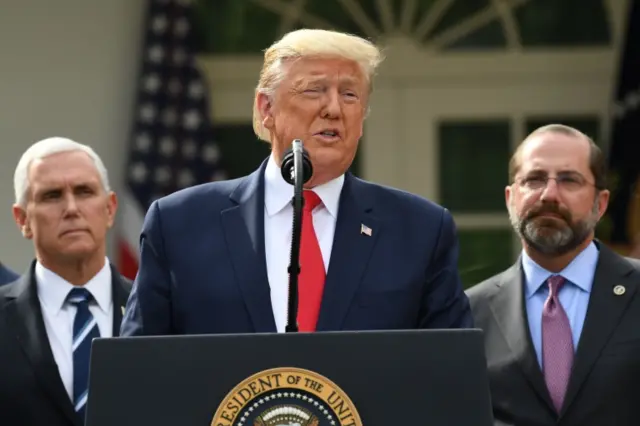 President Donald Trump speaking in the White House on Friday