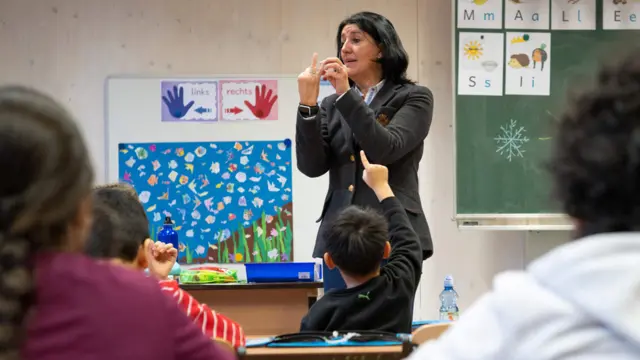 A class takes place at a primary school in the Austrian capital, Vienna