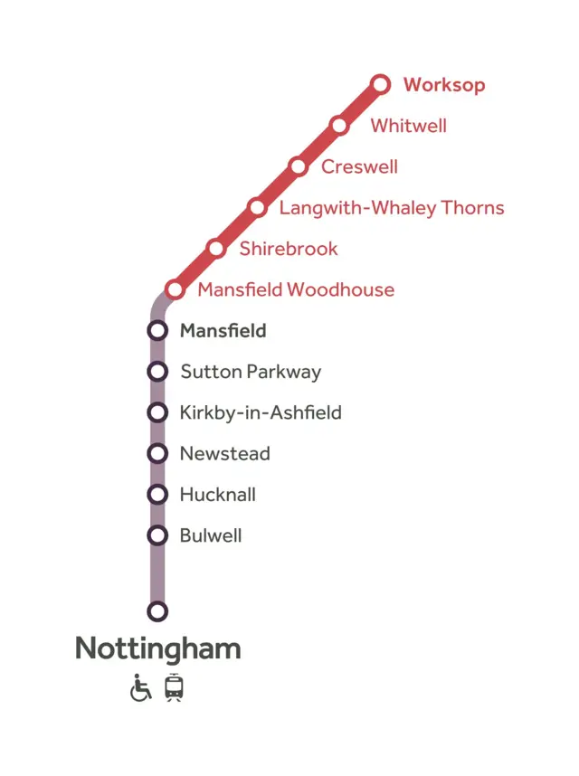 Map showing affected stations