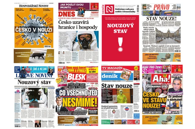 Newspaper front pages in the Czech Republic on Friday