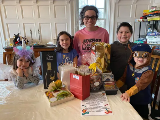 Tamar Weinberg and her four children at home