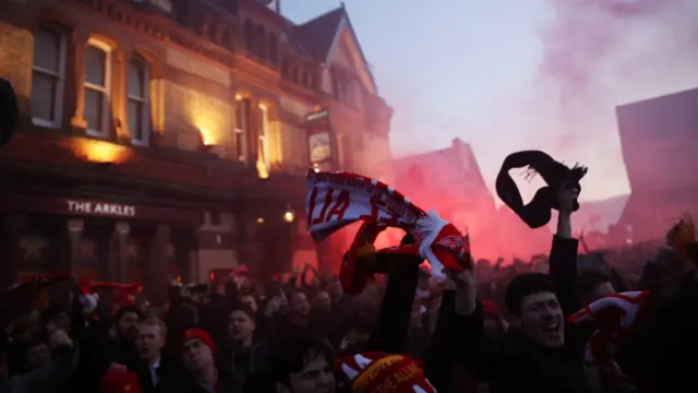 Liverpool fans outside Anfield