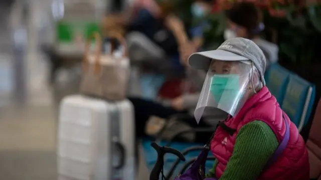 Woman in Hong Kong airport