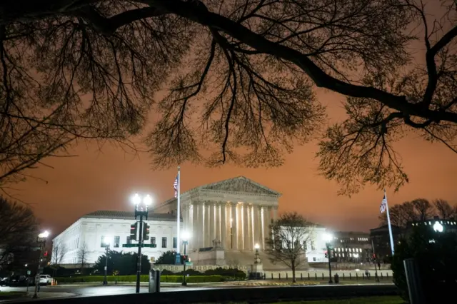 The US Supreme Court before dawn in Washington, DC, USA, 13 March 2020