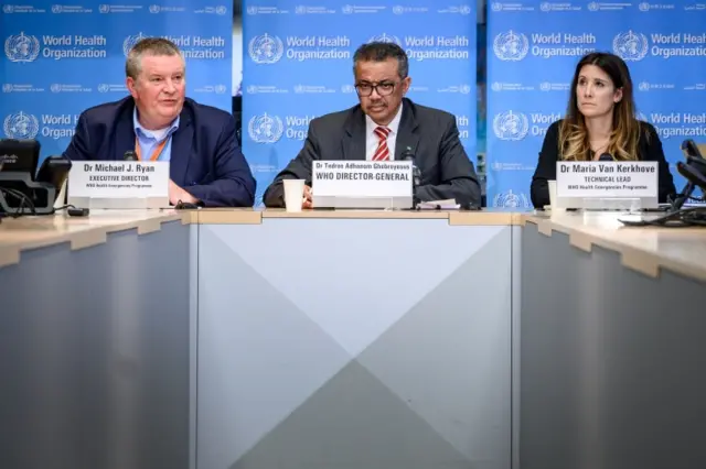 World Health Organization officials giving their daily press briefing