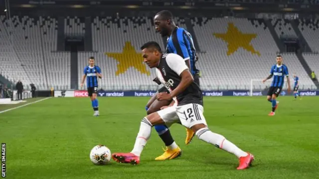 Juventus v Inter Milan was one of several Serie A games played behind closed doors before the league was suspended