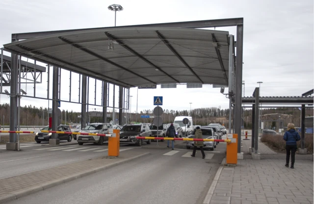 picture shows incoming traffic to Finland at the Nuijamaa border station between Finland and Russia in Lappeenranta, Finland on March 17, 2020