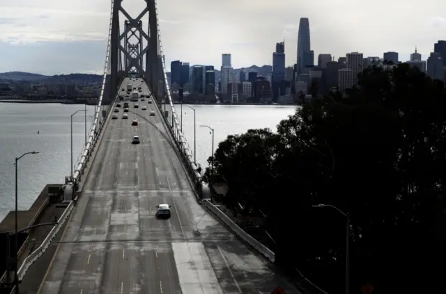 Light traffic over a bridge in San Francisco