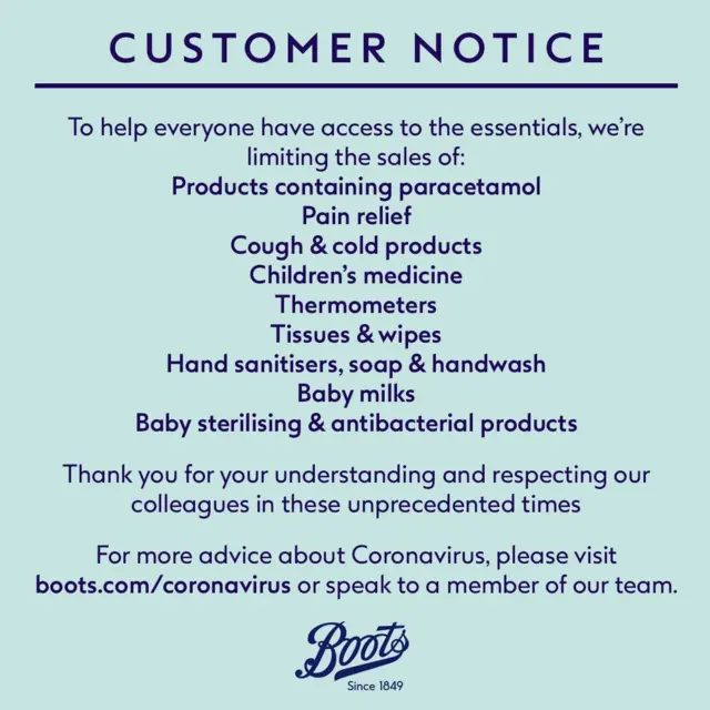 Boots notice to customers