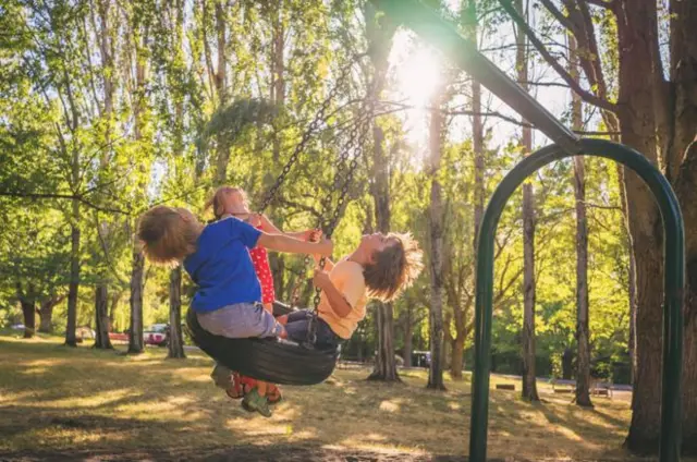 kids on swing