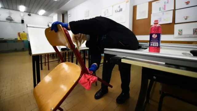 Cleaner in Turin classroom