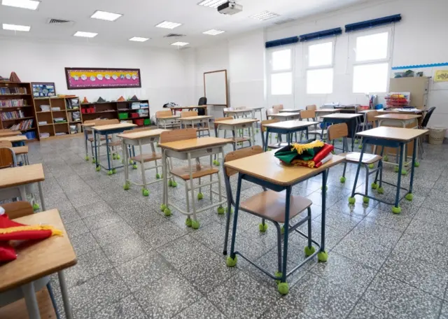 Empty classroom in Kuwait