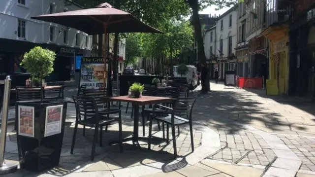 A street of bars in Swansea