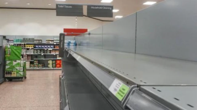 Empty supermarket shelf