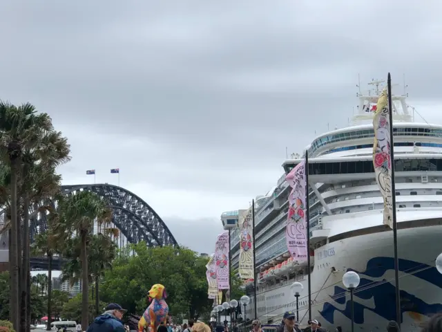 The Ruby Princess cruise ship in dock in Sydney in February