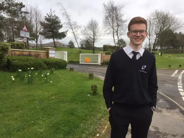 Steffan, a pupil at Ysgol Gymraeg Bro Myrddin