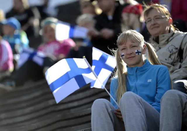 A girl with a Finnish flag. File photo