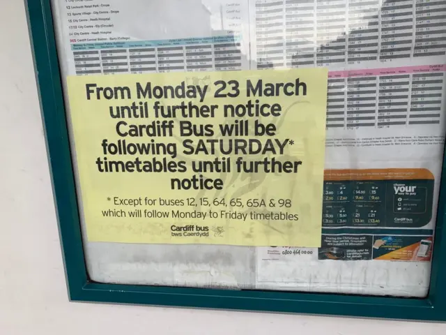 Notice announcing changed to Cardiff Bus