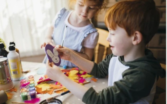 Children making crafts