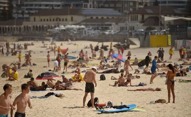 Crowds are seen on Bondi Beach