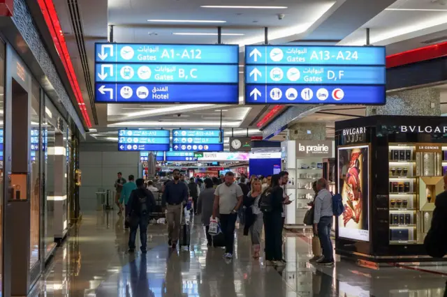 A picture taken on August 21, 2017 in the airport of Dunbai, UAE