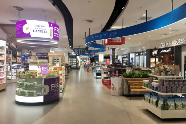 Duty Free shopping area is seen empty at the Christchurch International Airport