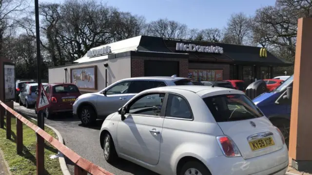 Cars outside drive through