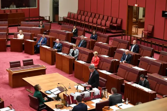 Social distancing in Australia's parliament