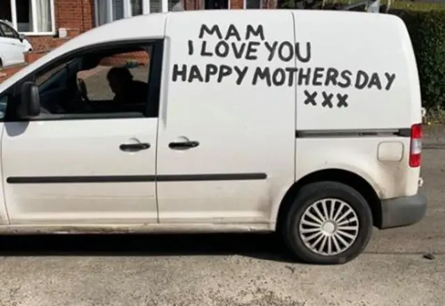 Van with painted message