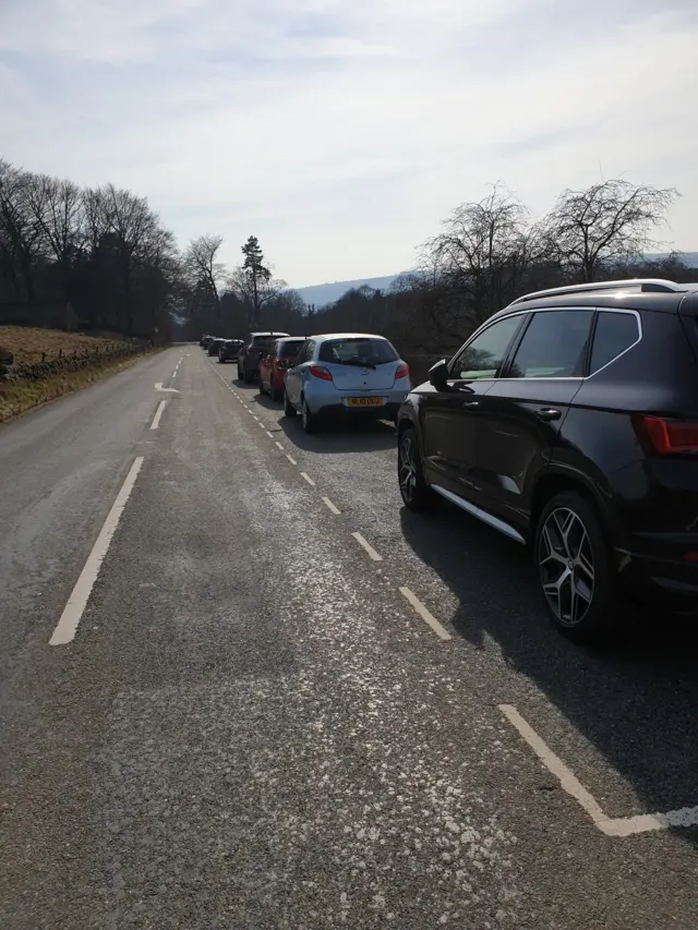 Line of cars at Monsal Head