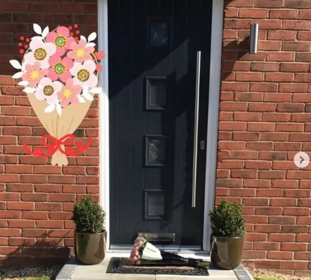 Flowers on doorstep