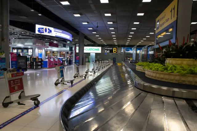 An empty airport in Bangkok, Thailand.