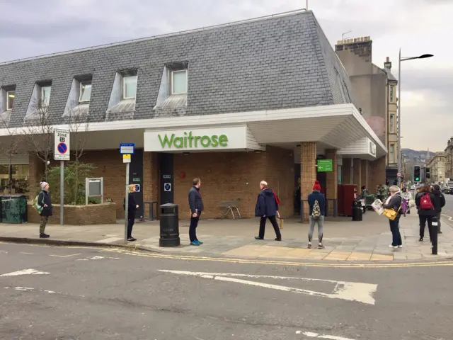 Waitrose queue in Morningside in Edinburgh