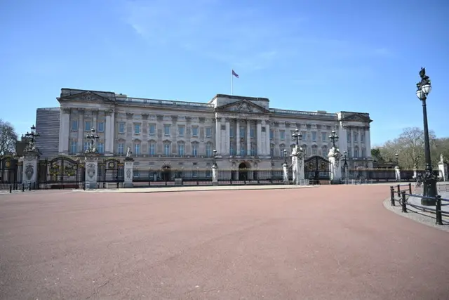 A view of a deserted Buckingham Palace in London on 24 March 2020