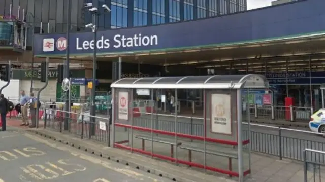 Leeds railway station and bus stop